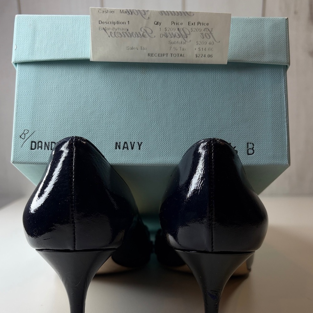Butter Dandy Navy Blue Patent Leather Peep-Toe Heels Women’s 7 1/2 B - Picture 10 of 16